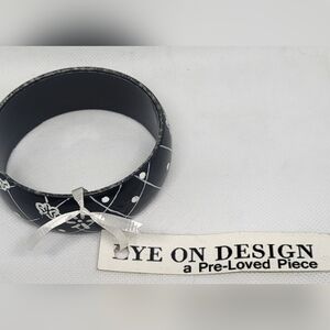 Black White Patterned Bangle Bracelet Graphic Statement Jewelry